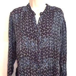 Free People (Medium) Blue Rayon Boho Squares EUC